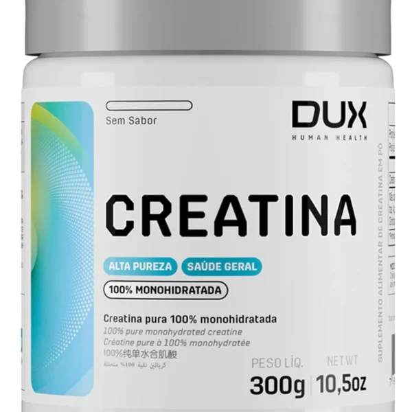 Creatina Monohidratada Sem Sabor – Pote 300g – Suplementação Treino Academia, Ganho Muscular Hipertrofia, Força Energia Resistência, Suplementos Naturais – DUX HUMAN HEALTH